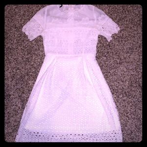 White mesh textured dress
